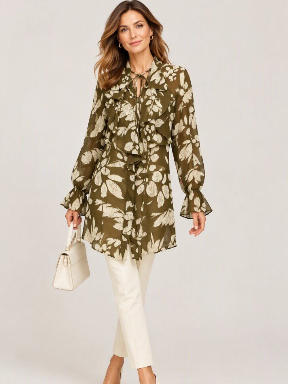 VTG Dana Buchman Silk Chiffon Poet Blouse Sz 6 Brown Floral Sheer NWT $178